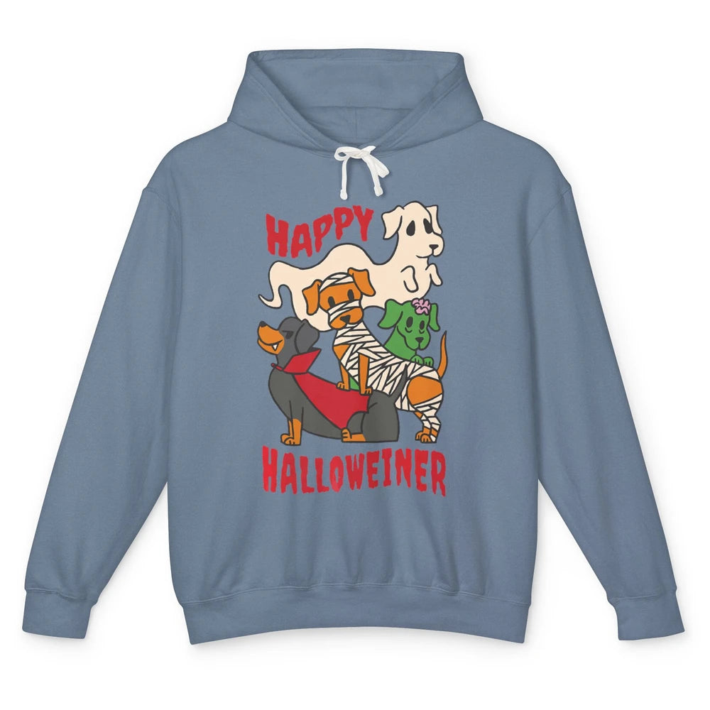 Groovy Dachshund Dog Skeleton Vampire Halloween Spooky Party Unisex Lightweight Hoodie