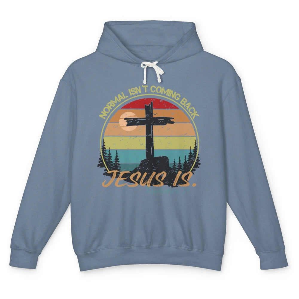 Vintage Normal Isn't Coming Back Jesus is Christian Western Unisex Lightweight Hoodie