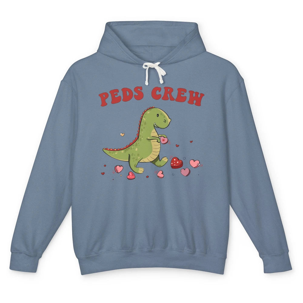 Pediatric Nurse Valentines Dinosaur Peds Crew Valentines Day Unisex Lightweight Hoodie