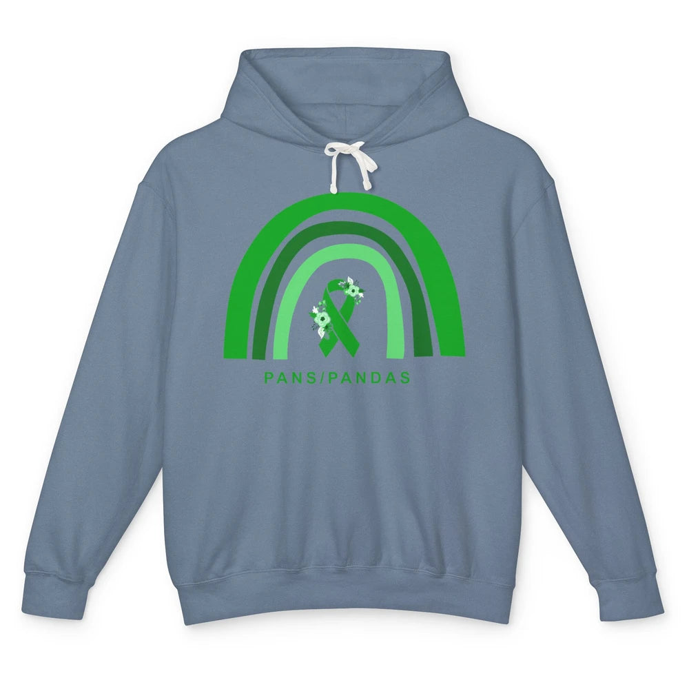 PANS/PANDAS Awareness Floral Green Ribbon Rainbow Pans Unisex Lightweight Hoodie