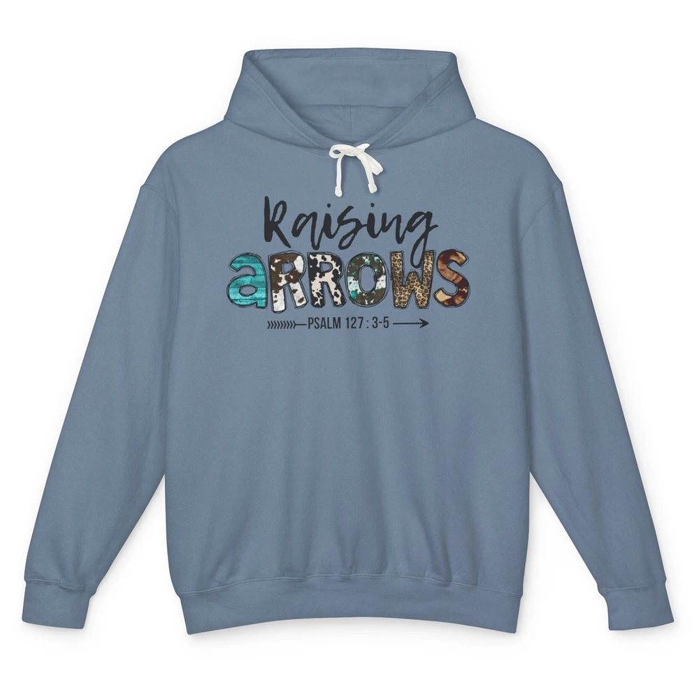 Leopard Turquoise Raising Arrow Bible Verse Christian Faith Unisex Lightweight Hoodie