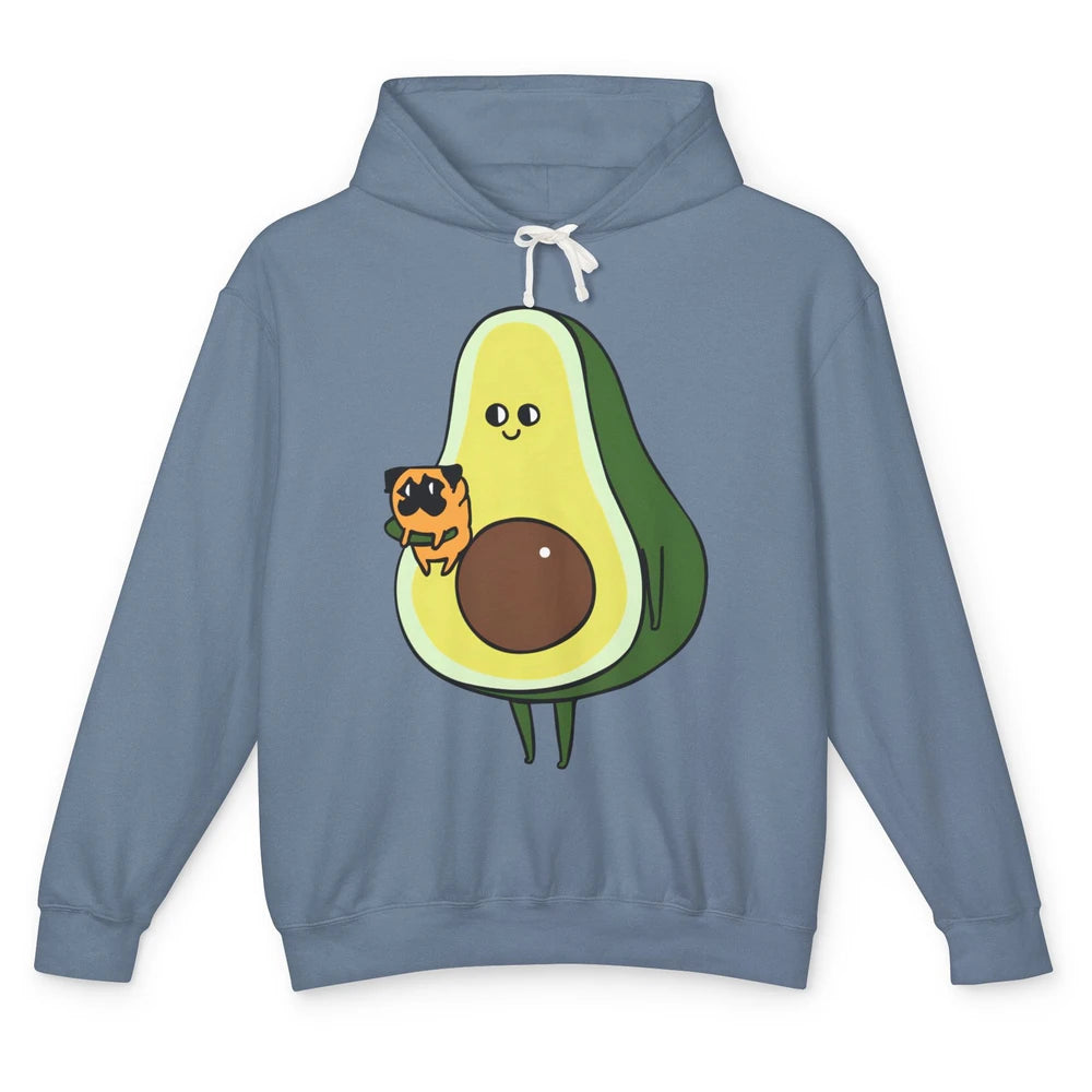 Avocado With Pug Funny Avocado Vegan Pug Lovers Gift Unisex Lightweight Hoodie