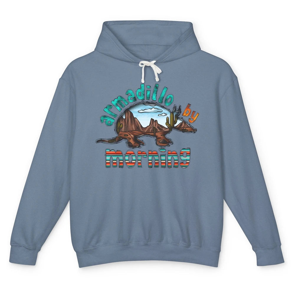 Retro Desert Sunset Armadillo By Morning Western Country Unisex Lightweight Hoodie