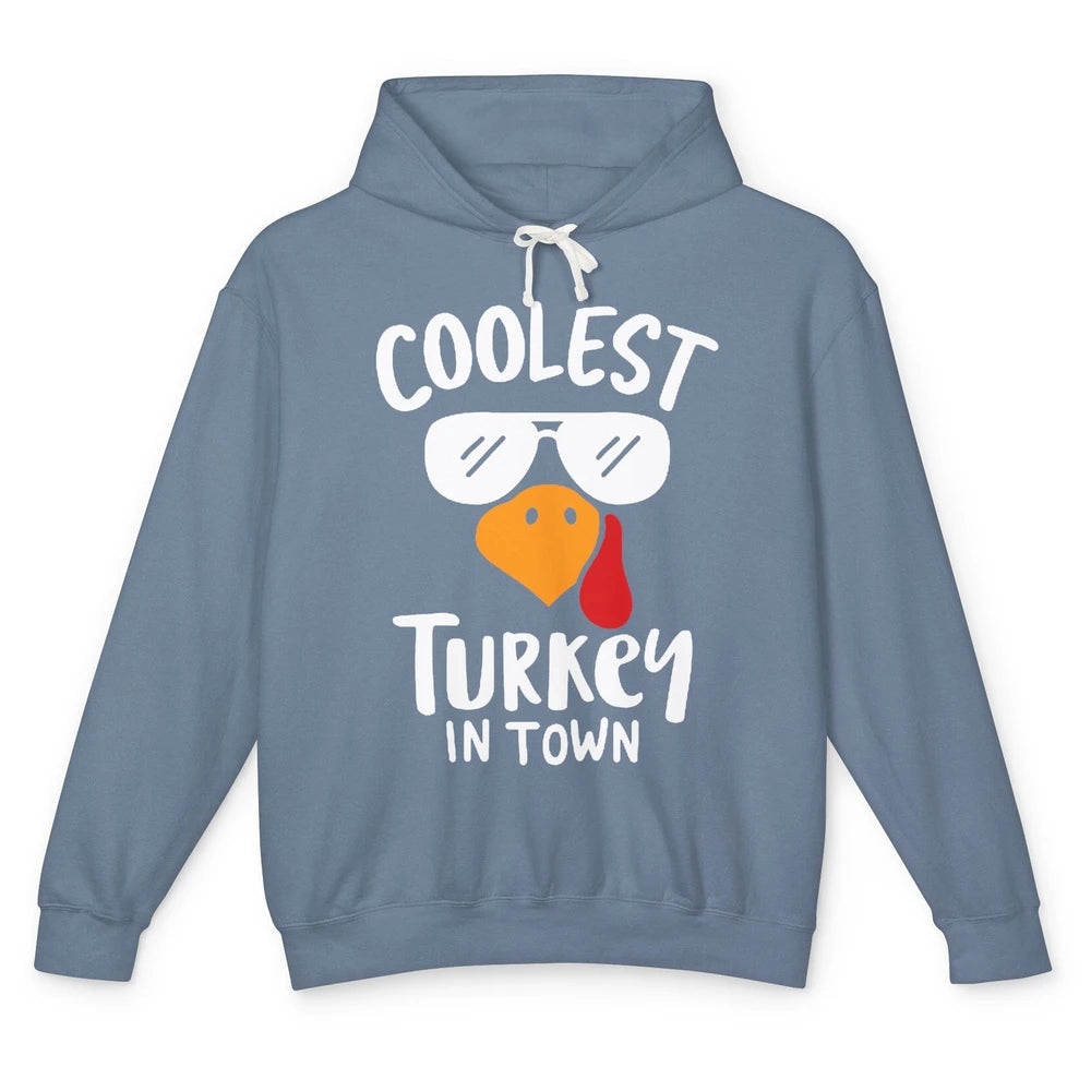 Coolest Turkey in Town Thanksgiving Dinner Funny Turkey Day Unisex Lightweight Hoodie