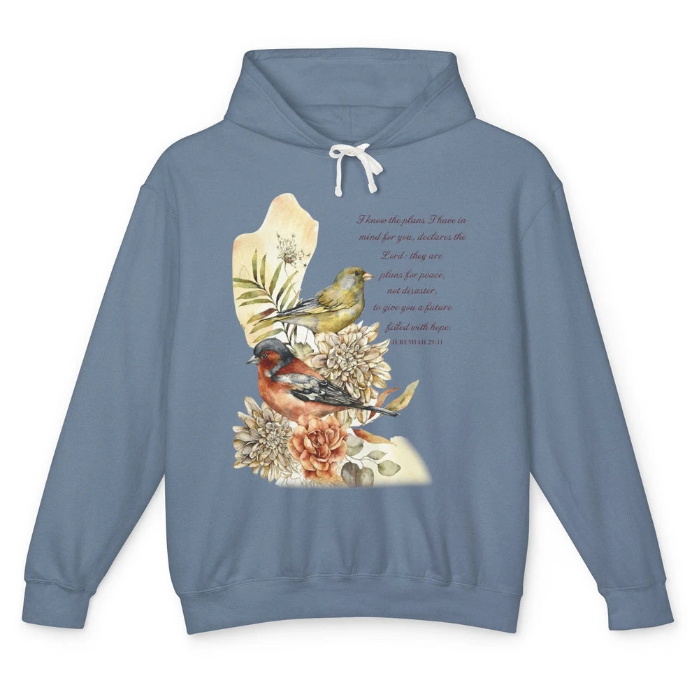 Bird Christian I Know The Plans I Have For You Bible Verse Unisex Lightweight Hoodie