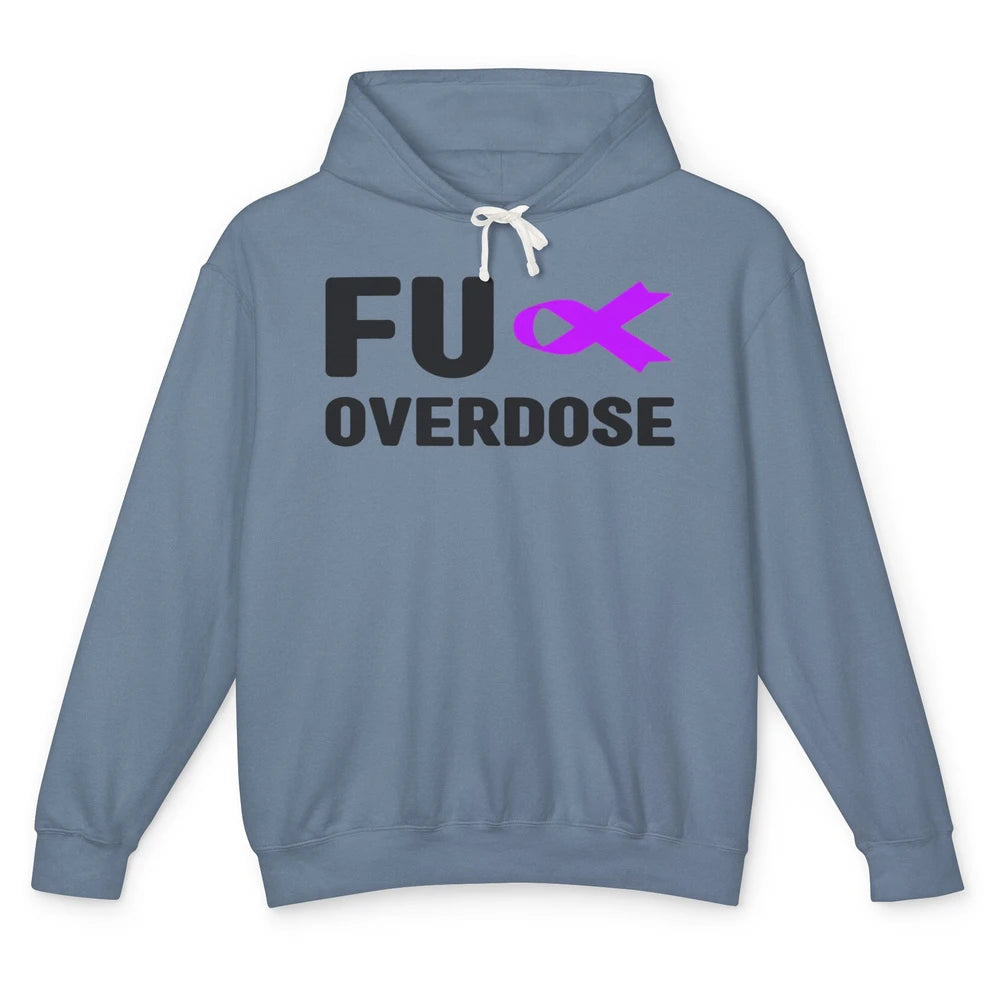 FU Purple Ribbon Overdose Awareness Warrior Strong Survivor Unisex Lightweight Hoodie