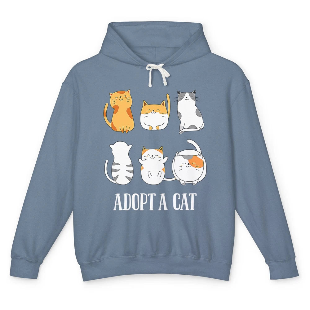 Funny Adopt A Cat Happy Foster Adopt Kitten Adoption Rescue Unisex Lightweight Hoodie