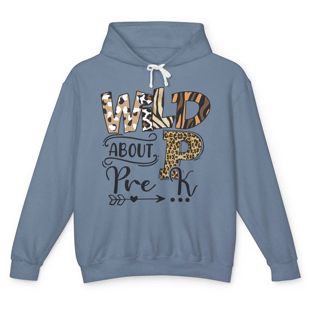 Wild About Pre-K Leopard Preschool Teacher Back To School Unisex Lightweight Hoodie