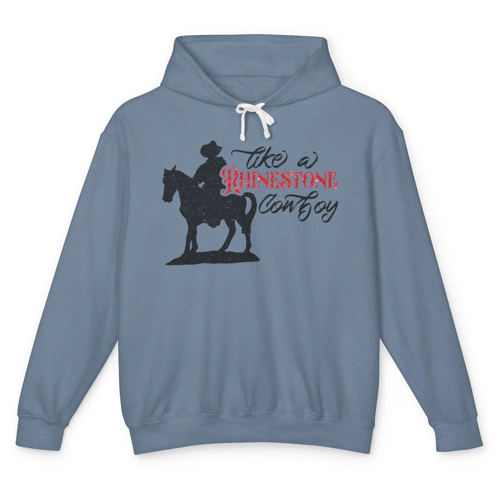 Cowboy Riding Horse Rhinestone Cowboy Western Country Gift Unisex Lightweight Hoodie