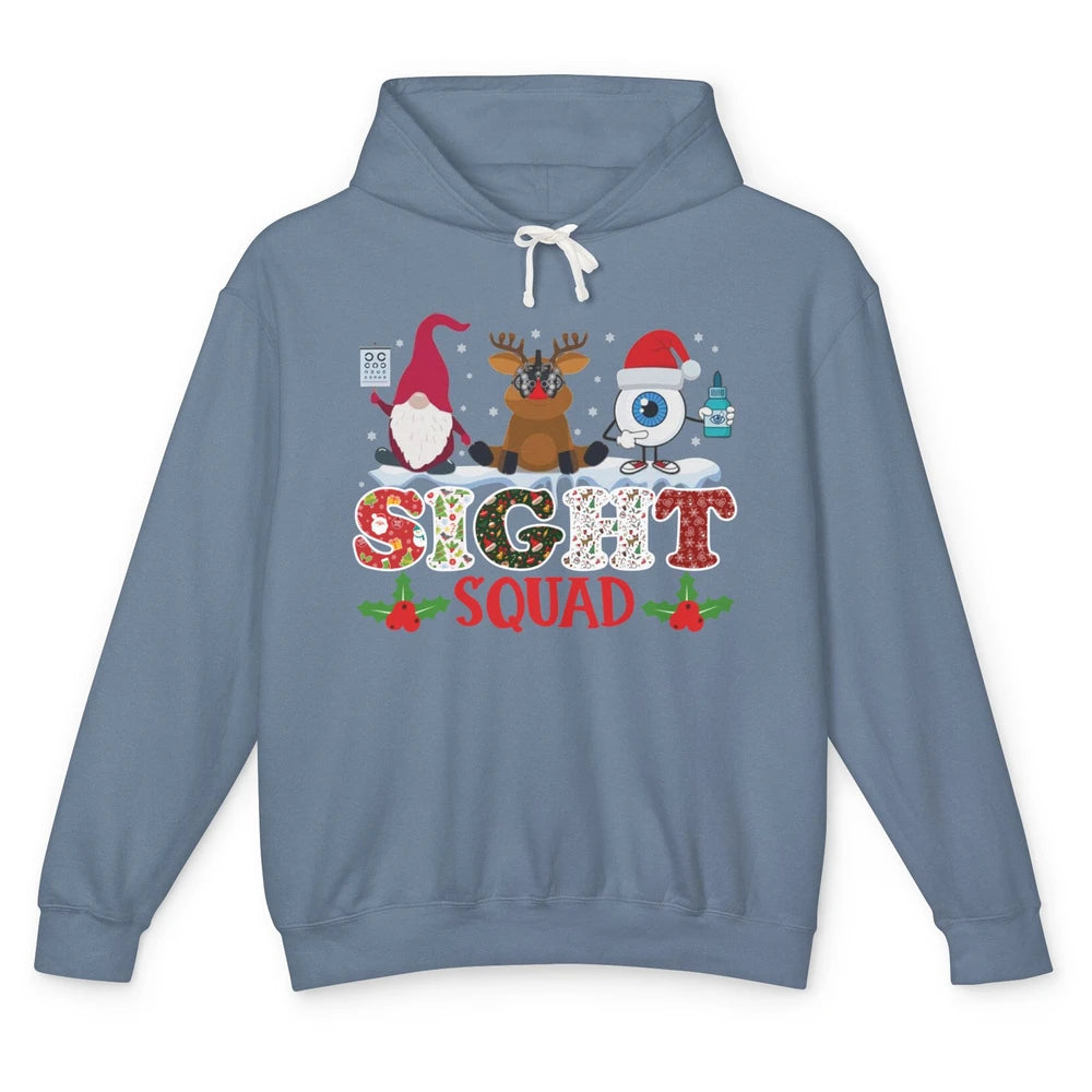 Optometrist Sight Squad Gnome Reindeer Optician Christmas Unisex Lightweight Hoodie