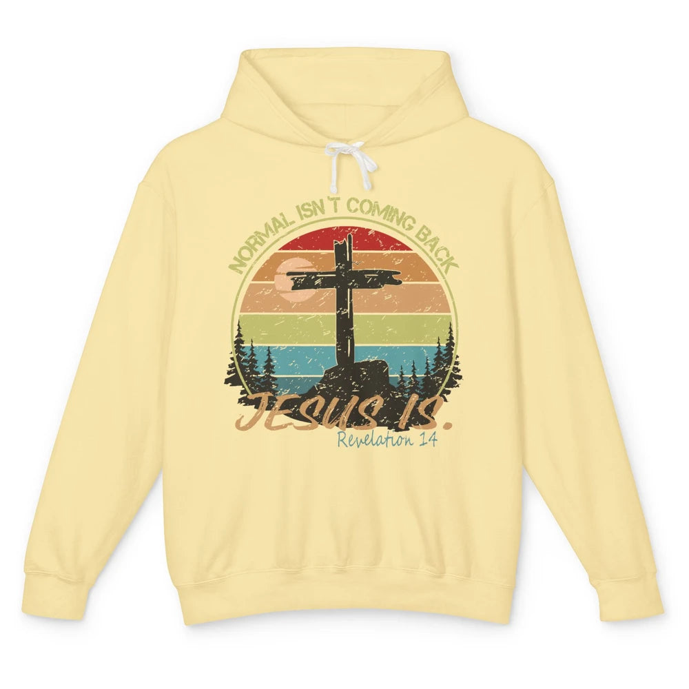 Vintage Normal Isn't Coming Back Jesus is Christian Western Unisex Lightweight Hoodie