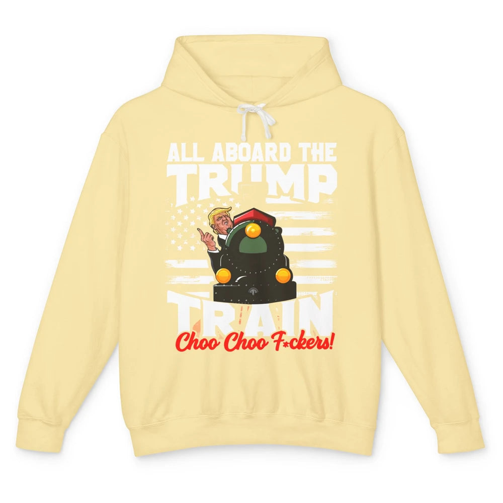 US Flag Trump Return All Abroad The Trump Train Anti Liberal Unisex Lightweight Hoodie