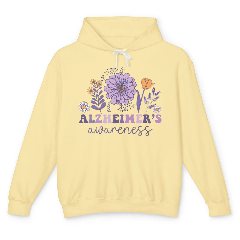 Alzheimer's Awareness Wildflower Dementia Inspirational Gift Unisex Lightweight Hoodie