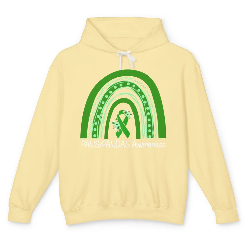 PANS/PANDAS Awareness Floral Green Ribbon Rainbow Pans Unisex Lightweight Hoodie