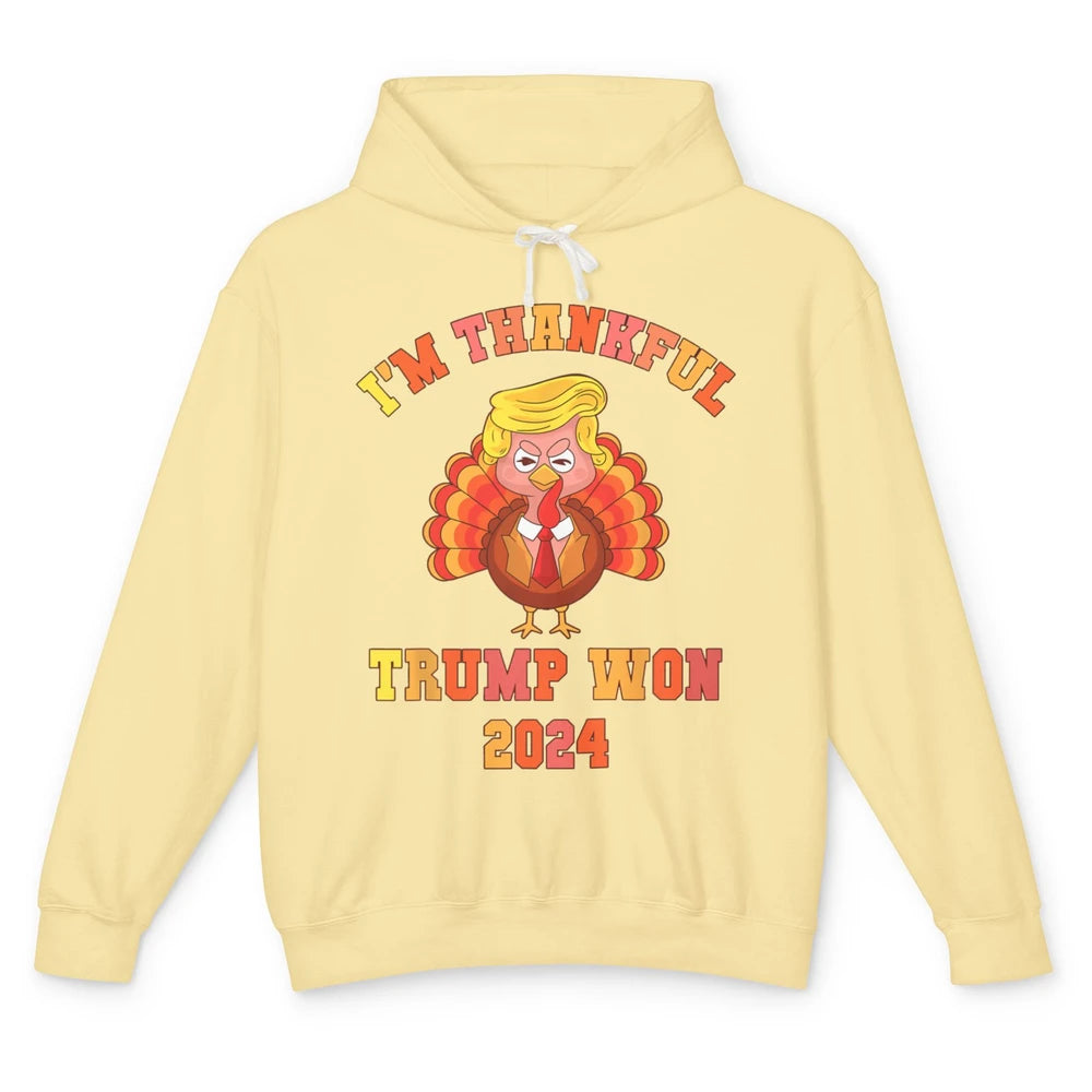 Funny Donald Trump Make Thanksgiving Great Again Thankful Trump Won Republican Unisex Lightweight Hoodie