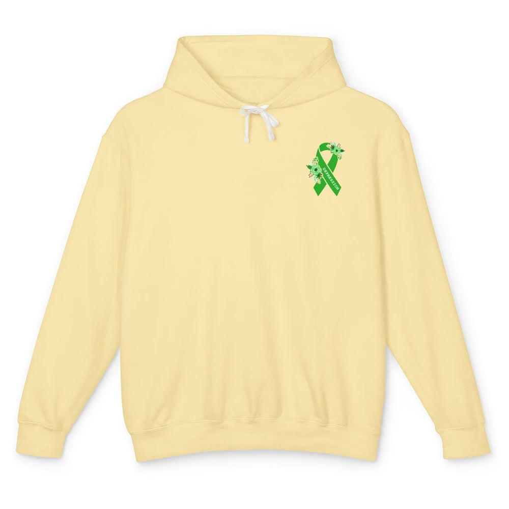 Depression Awareness Floral Green Ribbon Depression Support Unisex Lightweight Hoodie