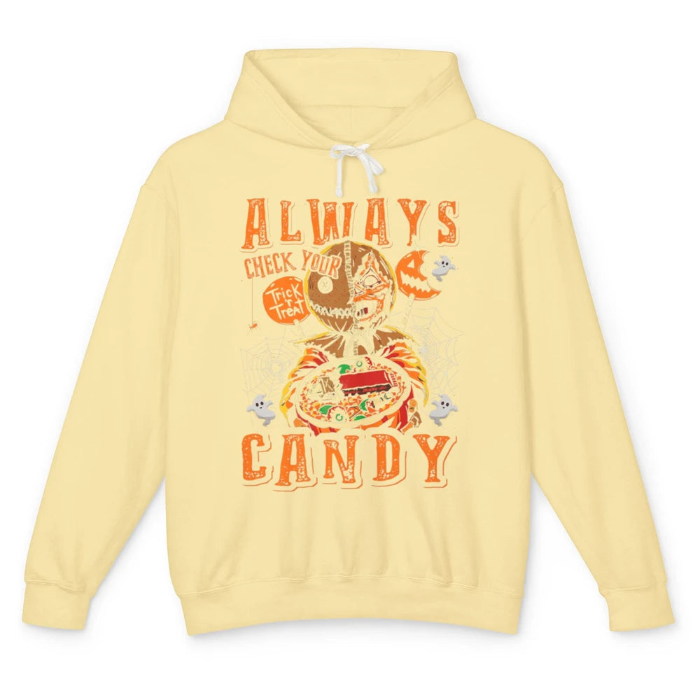 Always Check Your Candy Trick Treat Pumpkin Spooky Halloween Unisex Lightweight Hoodie