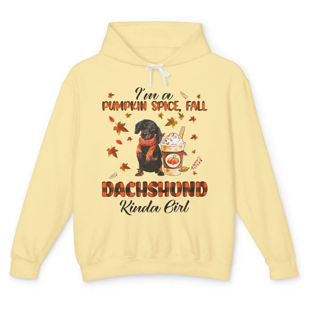 I'm A Pumpkin Spice Fall And Dachshund Kinda Girl Fall Leave Unisex Lightweight Hoodie