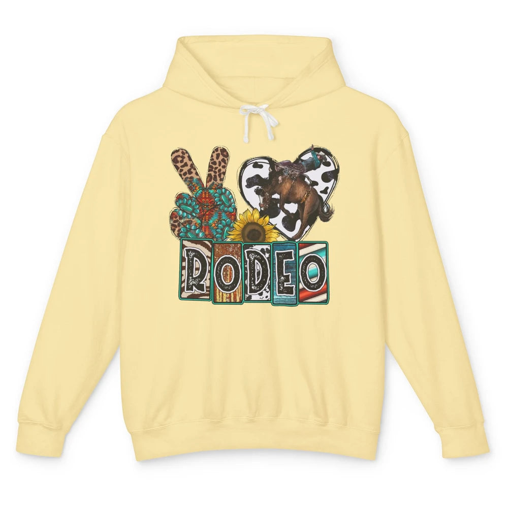 Sunflower Leopard Peace Love Rodeo Cowboy Western Country Unisex Lightweight Hoodie