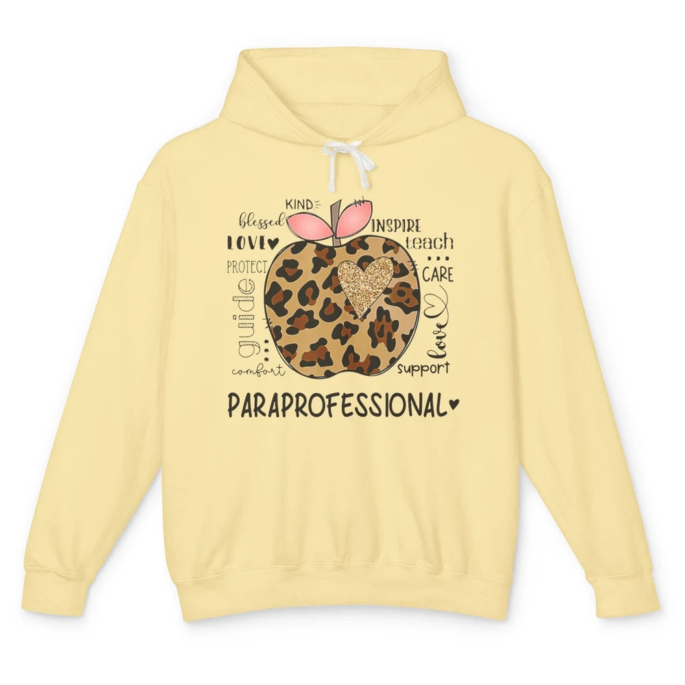 Leopard Apple Kind Para Paraprofessional Life Back To School Unisex Lightweight Hoodie