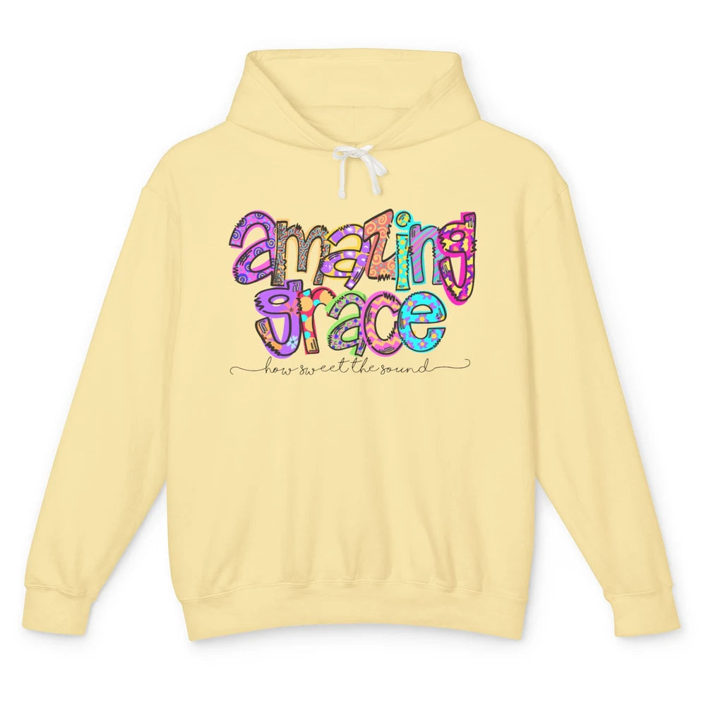 Leopard Amazing Grace How Sweet The Sound Christian Western Unisex Lightweight Hoodie