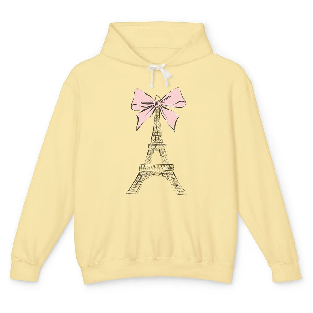 Voyager Floral Eiffel Tower Minimal Paris France Travel Girl Unisex Lightweight Hoodie