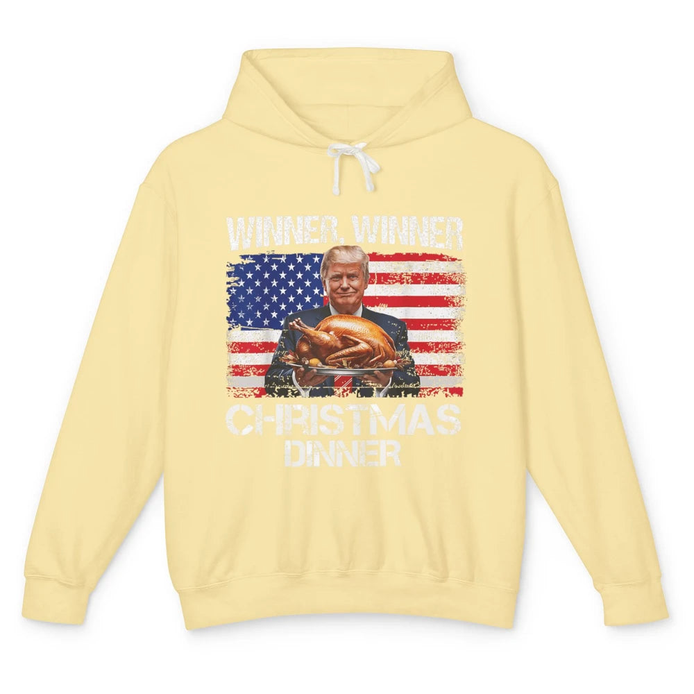 Funny Trump Winner Christmas Dinner Santa President Donald Trump Turkey Sarcastic Xmas Unisex Lightweight Hoodie