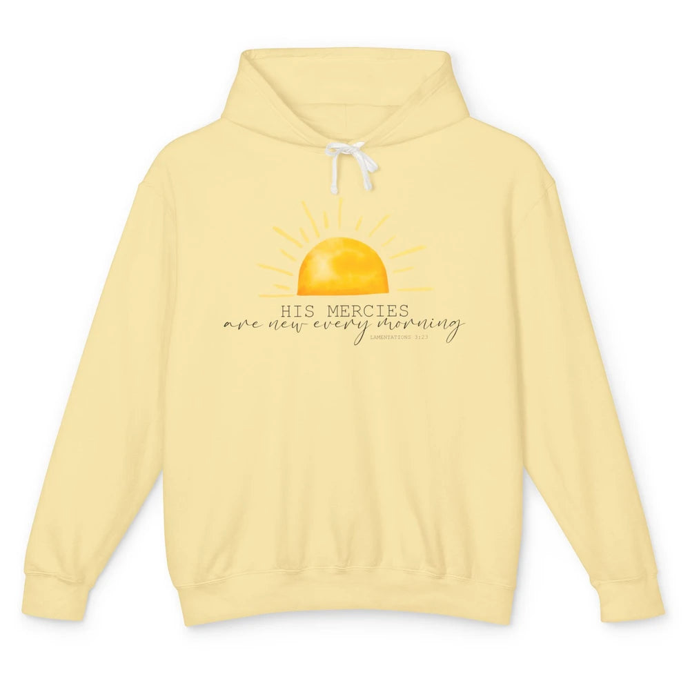 Retro Sunshine His Mercies Are New Every Morning Christian Unisex Lightweight Hoodie