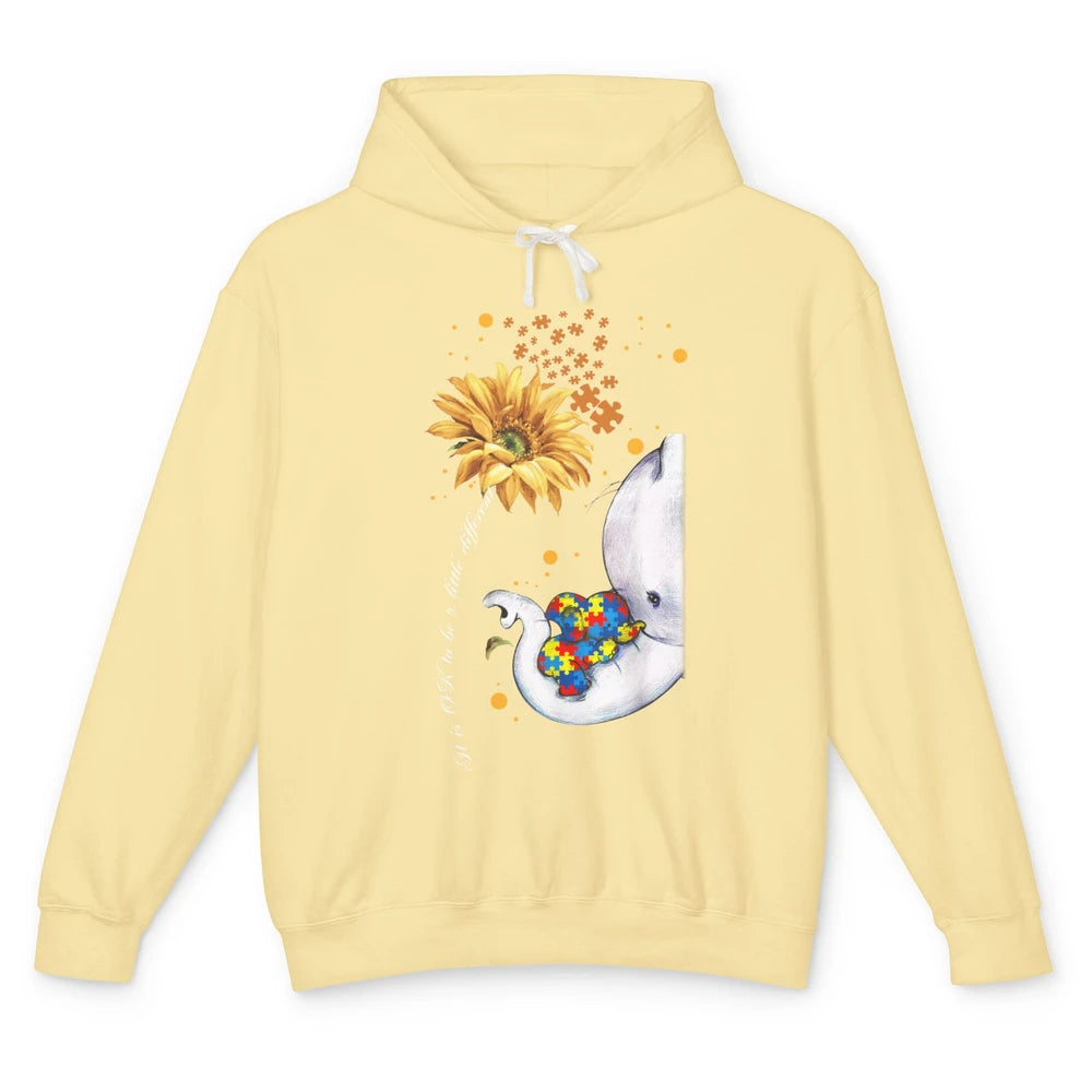 Sunflower Autism Elephant Mom It's Okay To Be Different Unisex Lightweight Hoodie