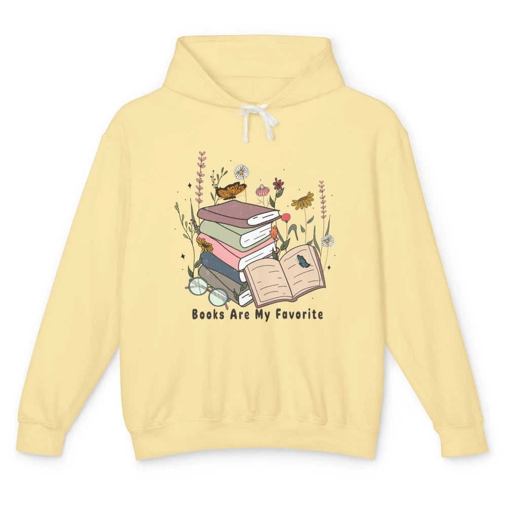 Vintage Books Are My Favorite Floral Bookish Reading Retro Unisex Lightweight Hoodie