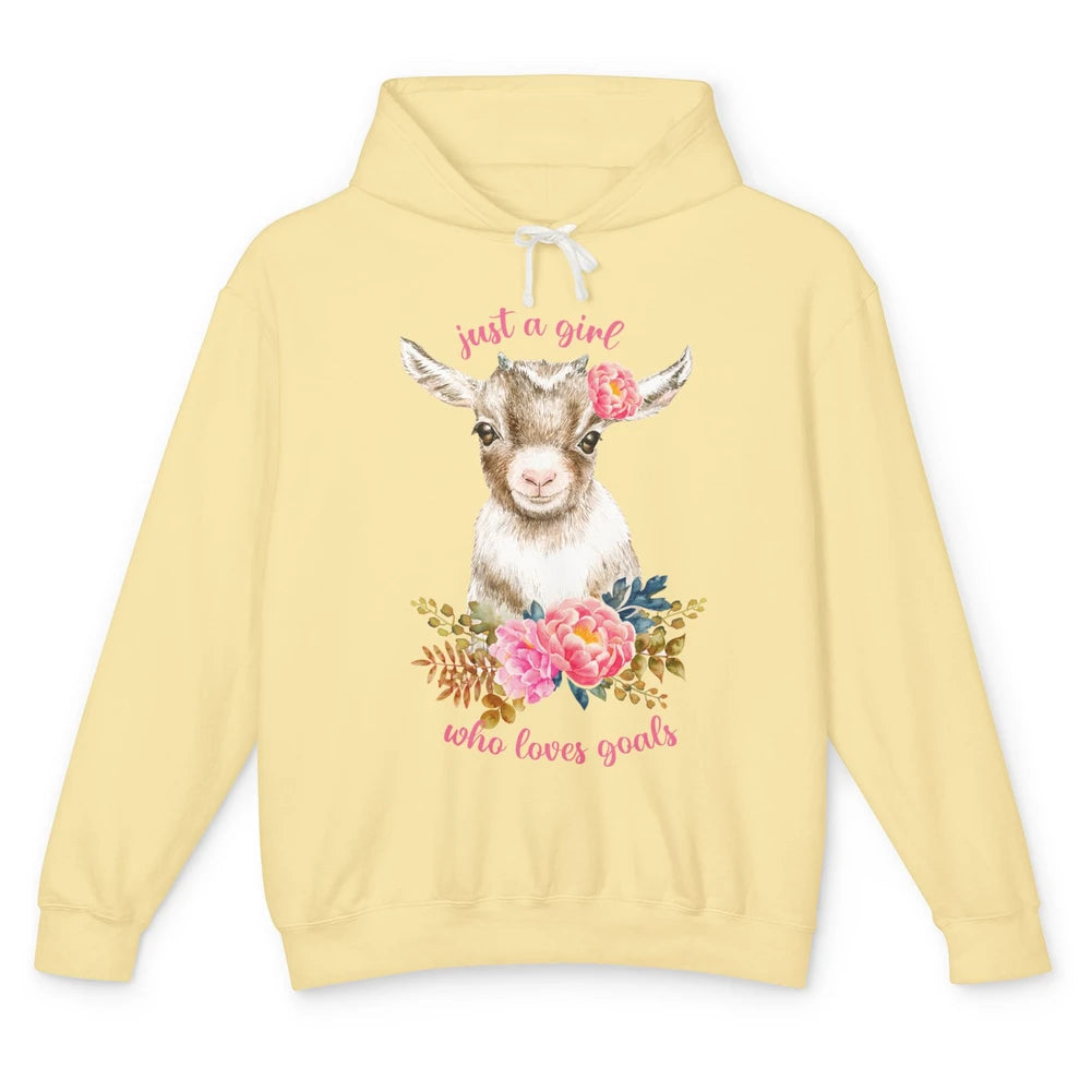 Floral Goat Mom Just A Girl Who Loves Goats Farmers Gift Unisex Lightweight Hoodie