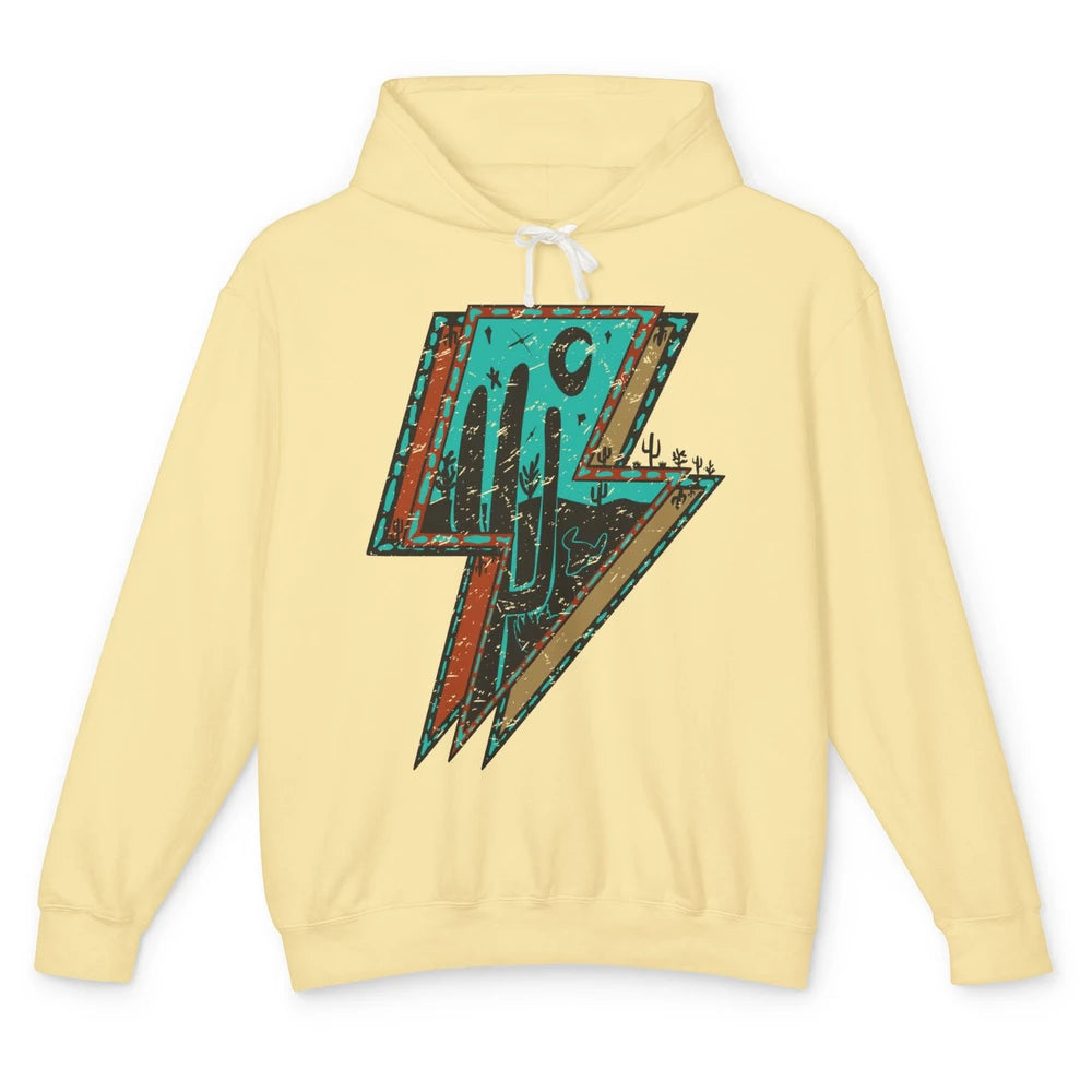 Desert Night Turquoise Lightning Bolt Western Country Girl Unisex Lightweight Hoodie