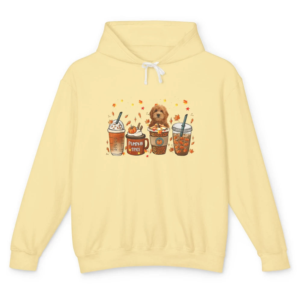 Golden Doodle Dog Fall Coffee Pumpkin Spice Dog Thanksgiving Unisex Lightweight Hoodie