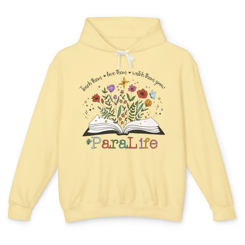 Para Life Paraprofessional Flower Teacher Back To School Unisex Lightweight Hoodie