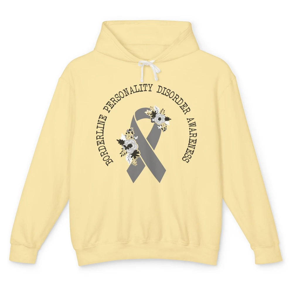 Borderline Personality Disorder Awareness BPD Gray Ribbon Unisex Lightweight Hoodie