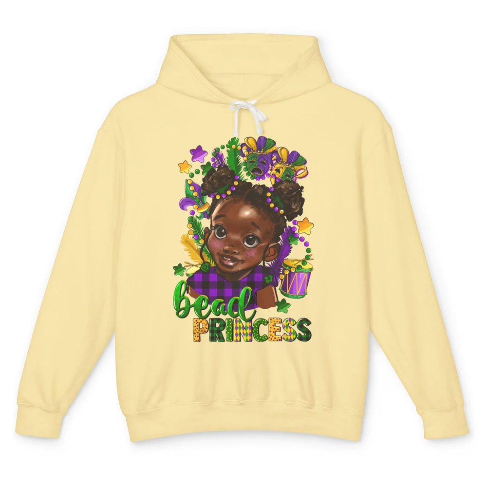 Mardi Gras Bead Princess Black Girl Fat Tuesday New Orleans Unisex Lightweight Hoodie