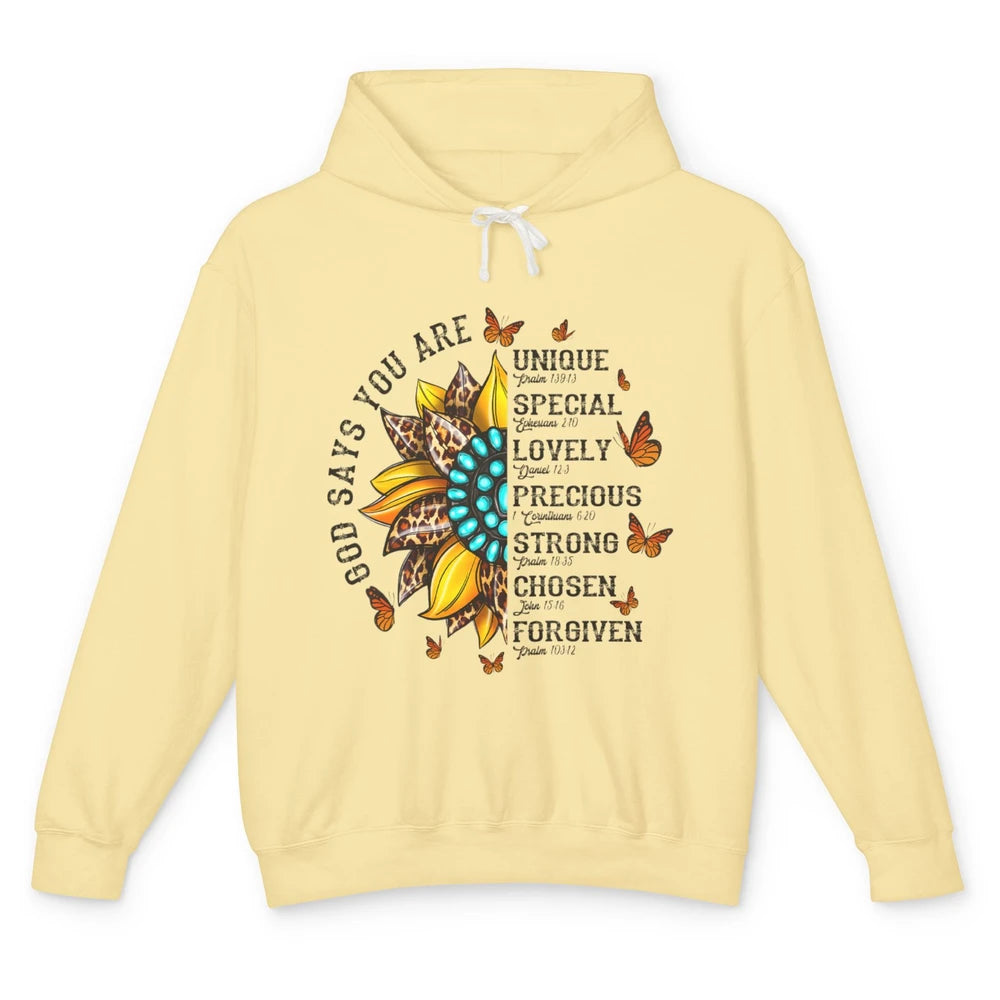 Sunflower Jesus Faith Christian God Bible Verse Religious Unisex Lightweight Hoodie