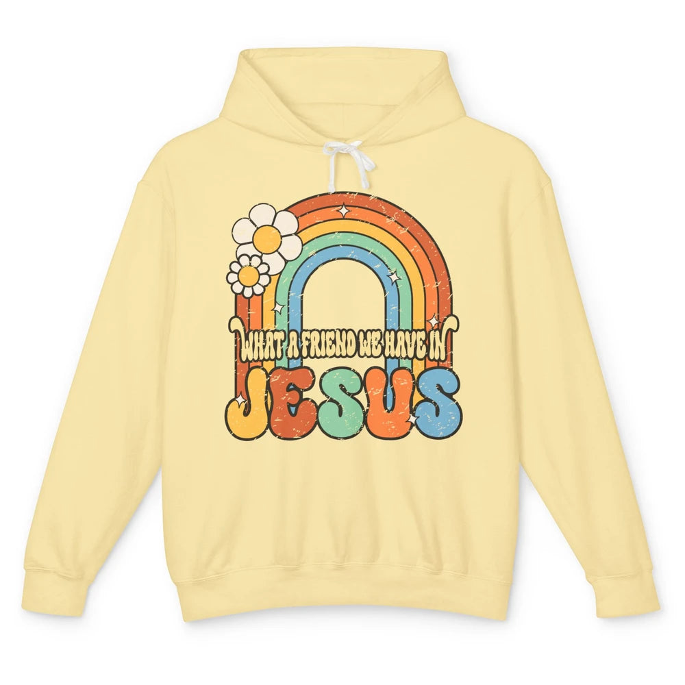 Boho Rainbow Christian What A Friend We Have In Jesus God Unisex Lightweight Hoodie