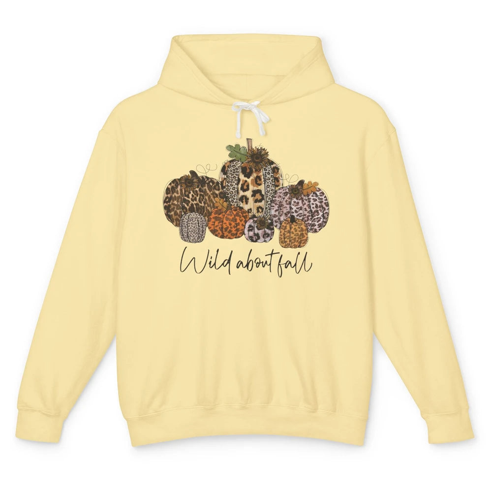 Leopard Pumpkin Patch Wild About Fall Thanksgiving Halloween Unisex Lightweight Hoodie