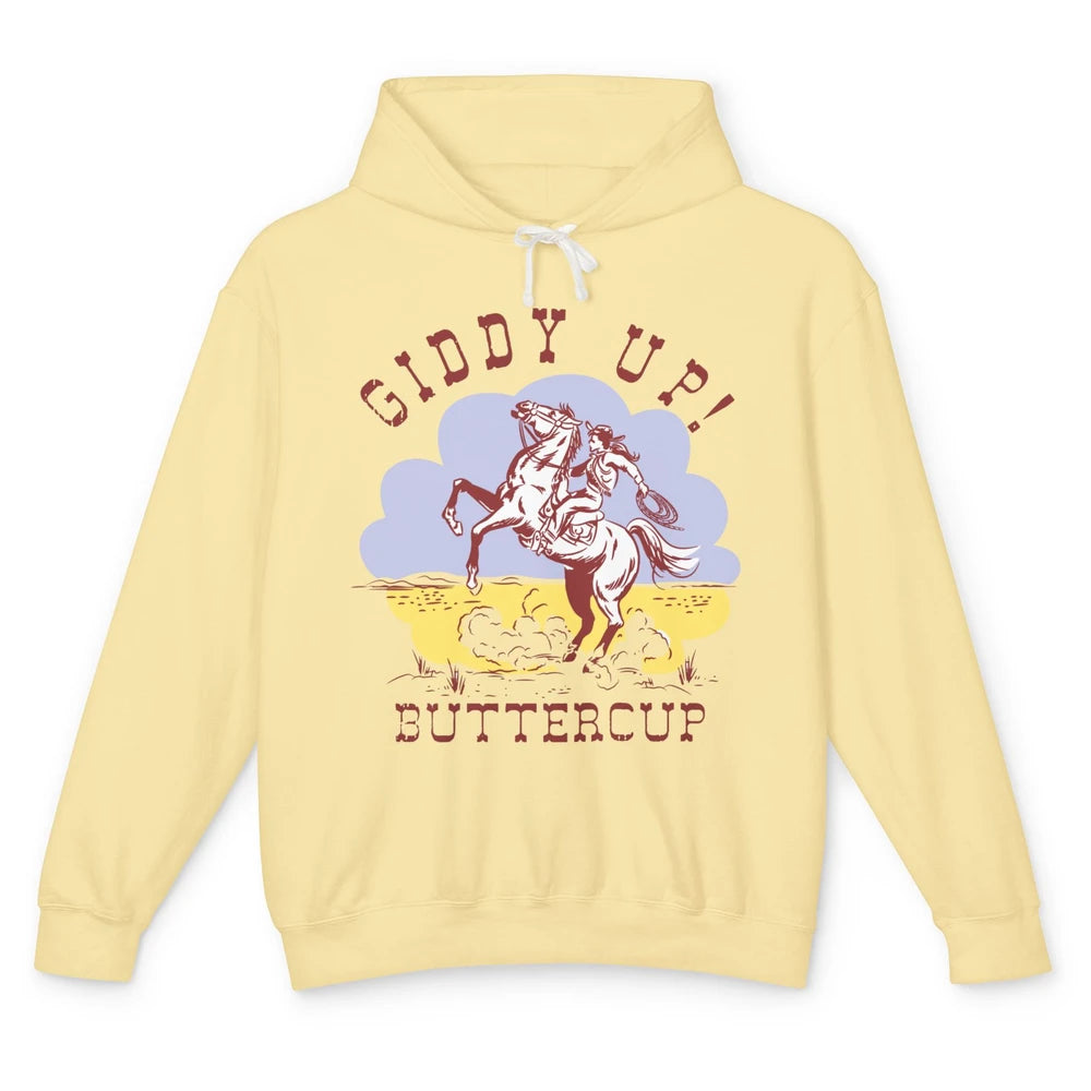 Retro Cowgirl Hold Your Horse Giddy Up Western Cowboy Gift Unisex Lightweight Hoodie