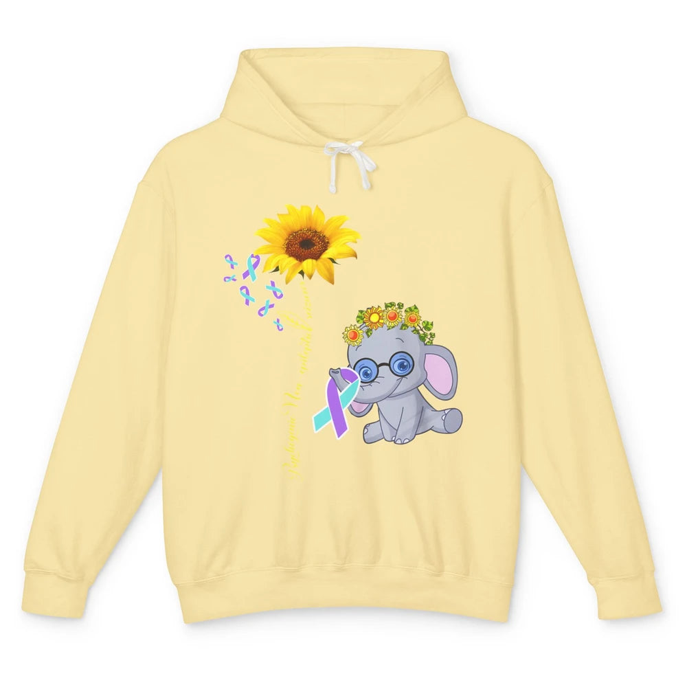 PNES Awareness Purple Teal Ribbon Sunflower Baby Elephant Unisex Lightweight Hoodie