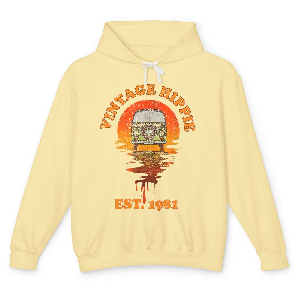 Vintage Hippie 1981 40th Birthday Hippie Van Peace Lovers Unisex Lightweight Hoodie