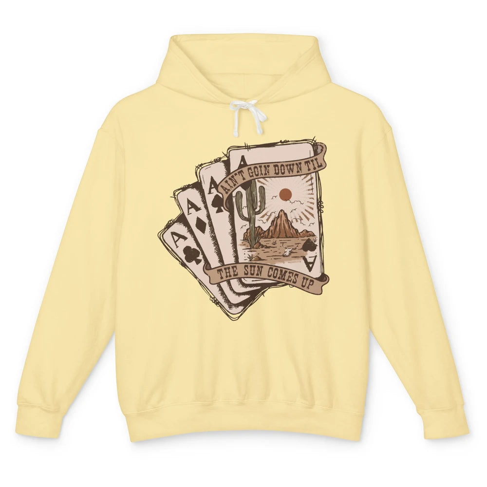 Retro Tarot Cart Desert Ain't Going Down Western Cowboy Unisex Lightweight Hoodie