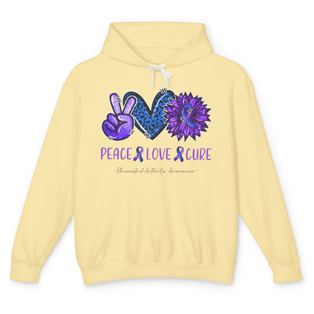 Rheumatoid Arthritis Ribbon Peace Love Cure Sunflower Unisex Lightweight Hoodie