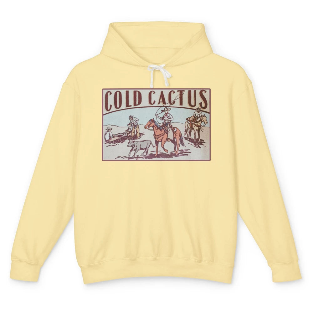 Retro Cowboy Horseback Rider Cold Cactus Western Country Unisex Lightweight Hoodie