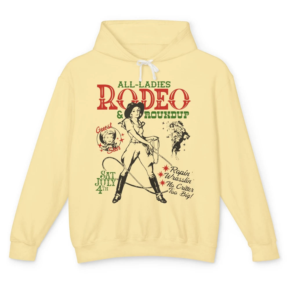 Retro Cowgirl All Ladies Roundup Western Country Rodeo Mom Unisex Lightweight Hoodie