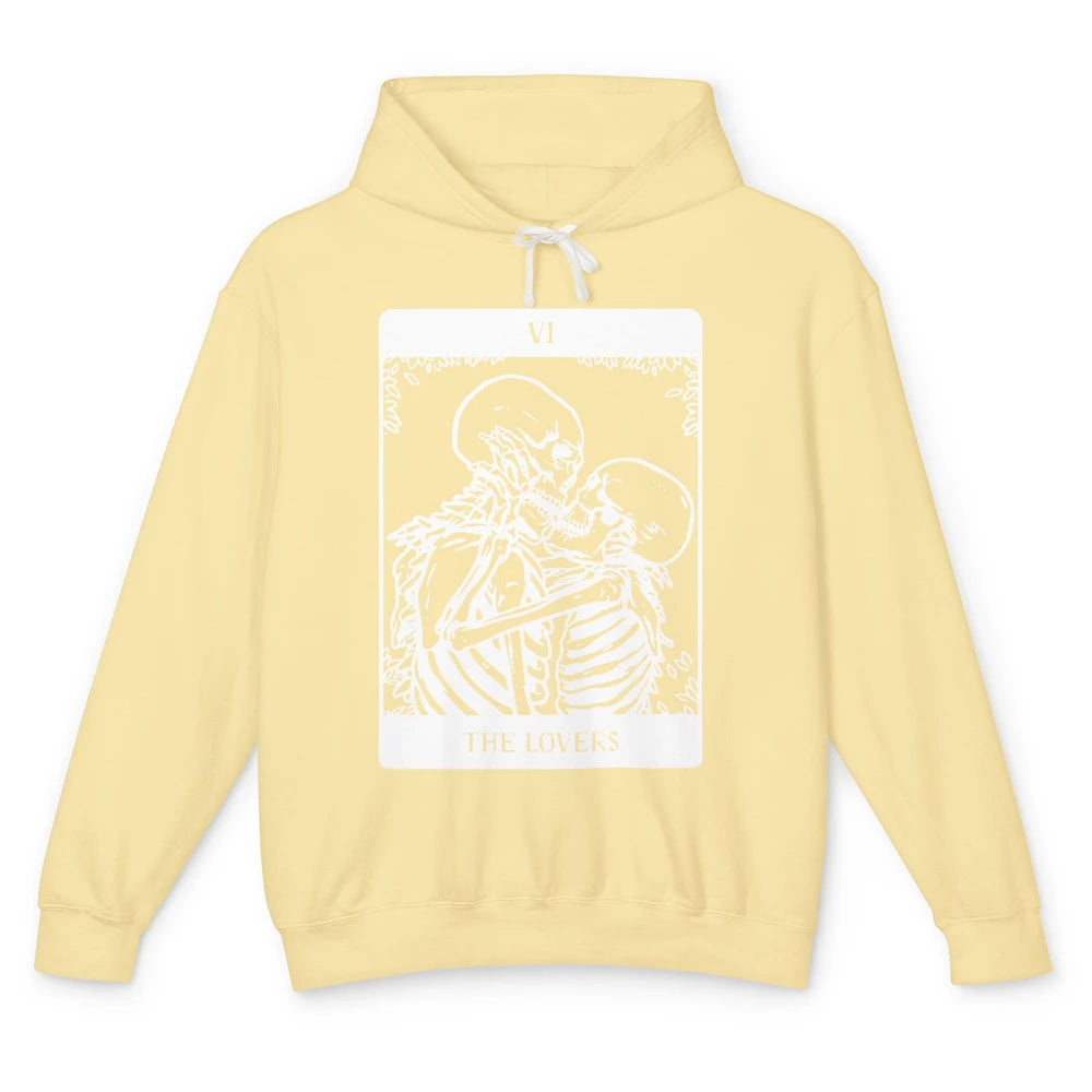 Funny Skeleton Couple The Lovers Tarot Card Valentines Day Unisex Lightweight Hoodie