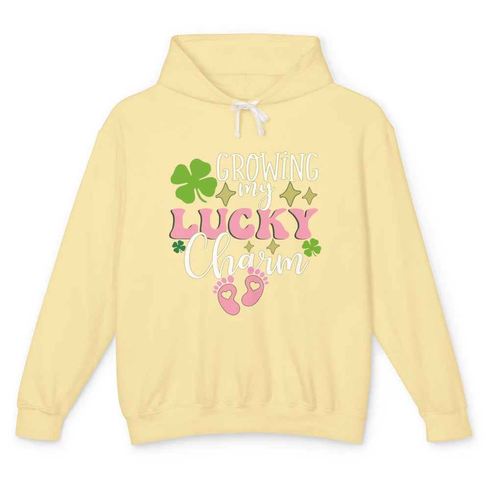 Growing Lucky Charm St Patricks Day Pregnancy Gender Reveal Unisex Lightweight Hoodie