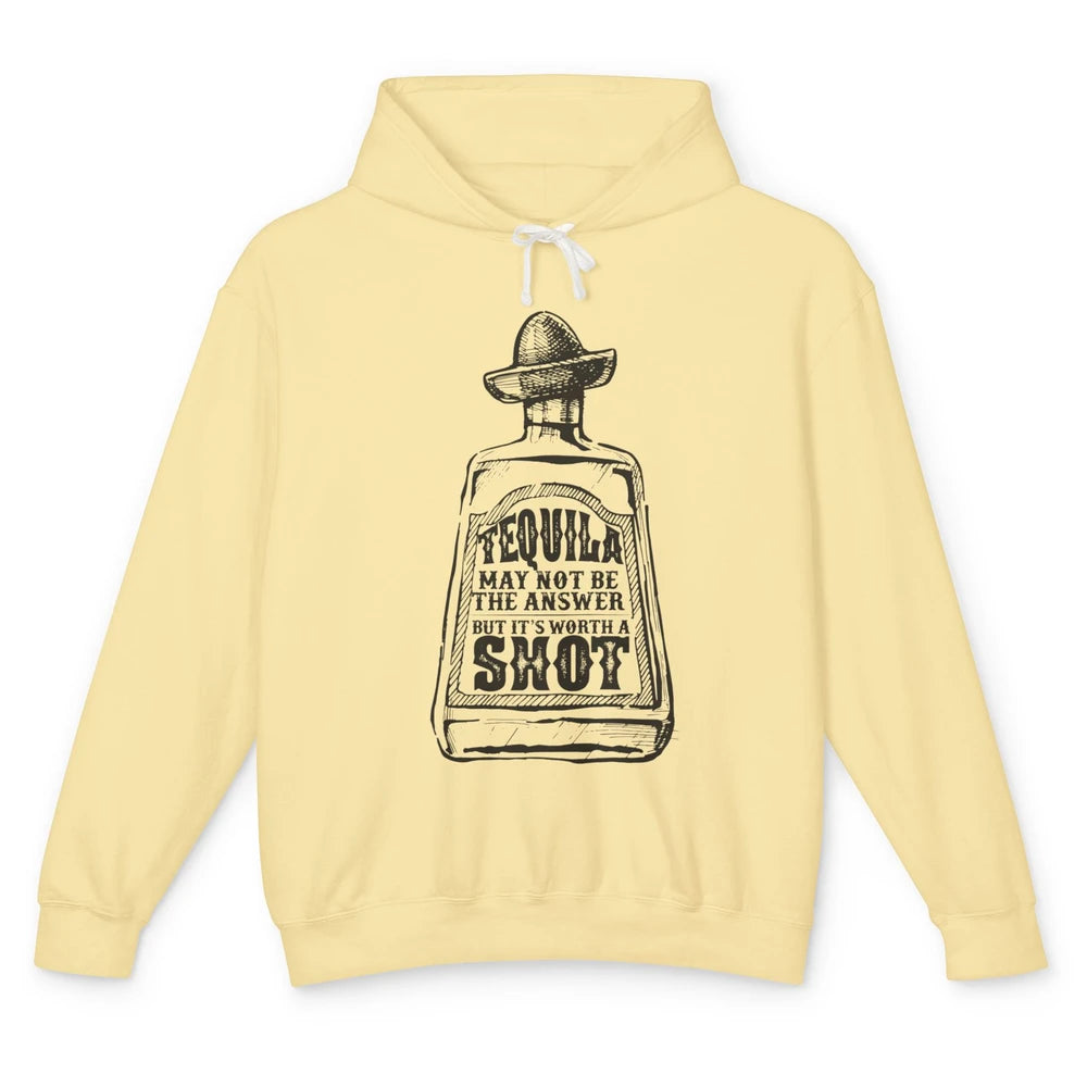 Retro Cowboy Hat Tequila May Not Be Answer Western Country Unisex Lightweight Hoodie