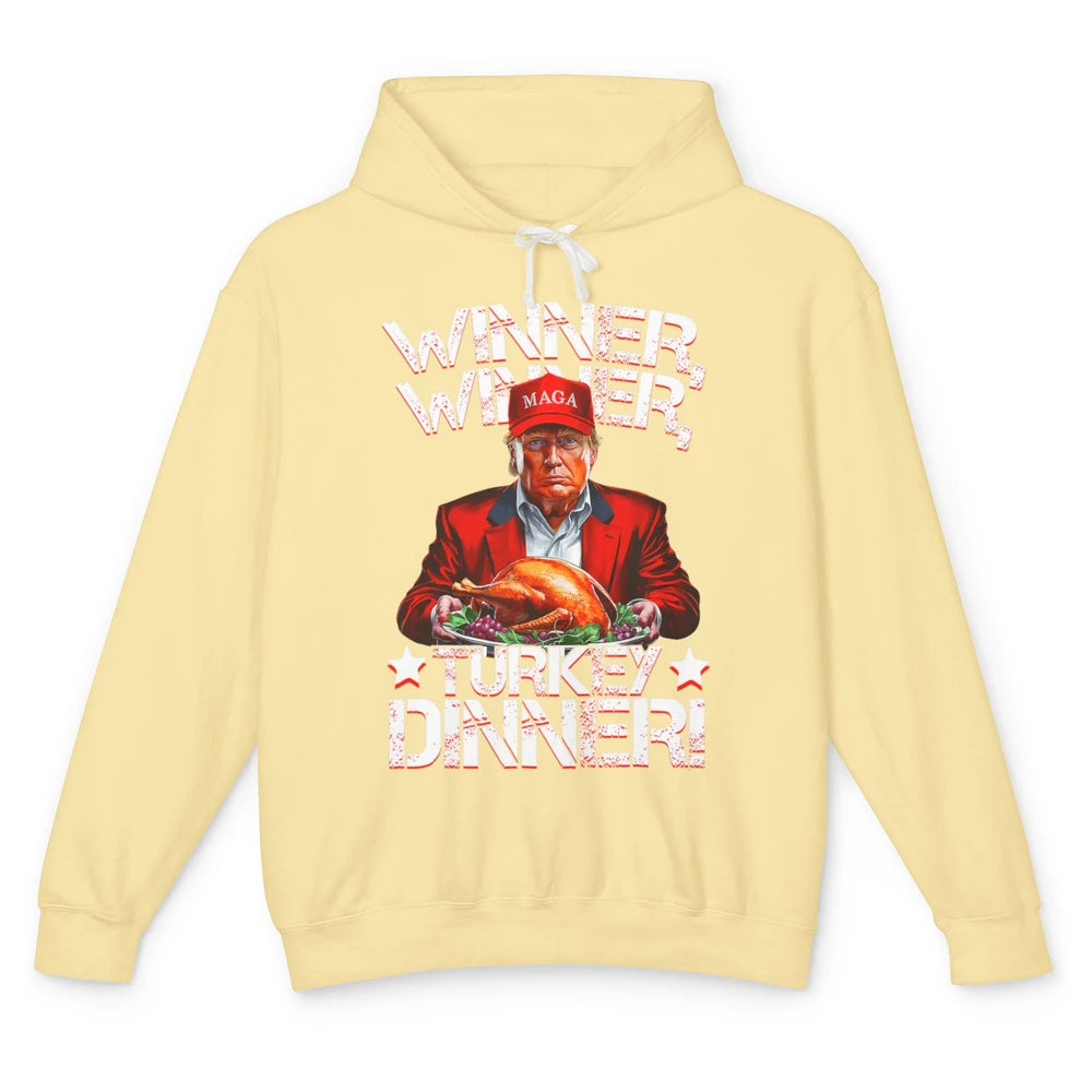 Funny Trump Winner Turkey Dinner Thanksgiving Donald Trump President Republican Political Humor Unisex Lightweight Hoodie